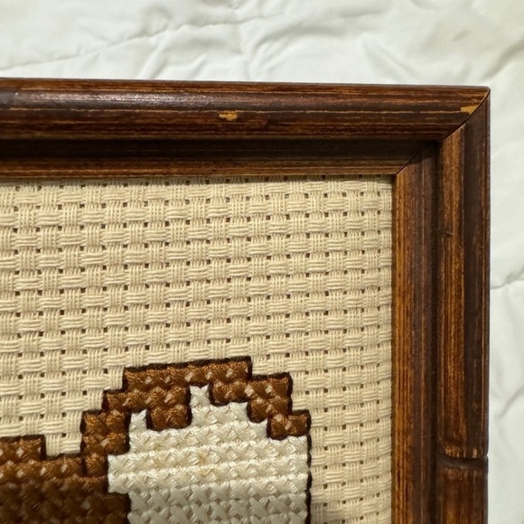 VTG Koala Cross Stitch Bamboo Frame Artwork Kids Nursery 90’s Decor Grannycore - Picture 10 of 10